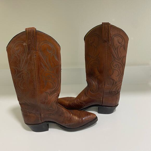 Vintage Dan Post Exotic Lizard Cowboy Boots Brown Size 6.5 - Picture 4 of 9